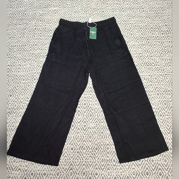 NWT Halara High Waisted Wide Leg Linen Feel Drawstring Pants Black XL Petite - Picture 6 of 14